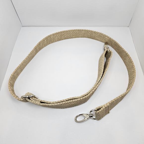 Poppie Jones Snakeskin Printed Tan & Yellow Fold Over Zippered Tote Bag - Picture 6 of 8